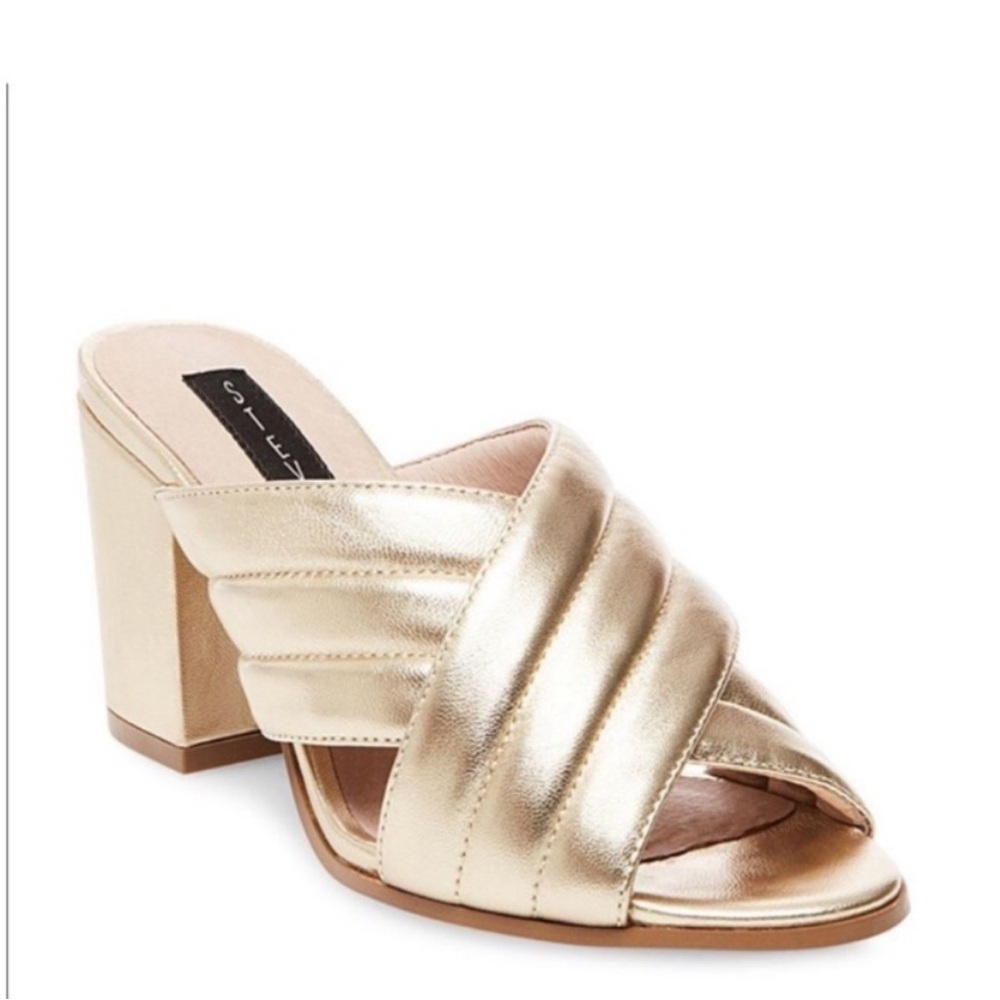 Steve Madden Gold zada mule heels.
Metallic Gold Quilted Block Heel Mule - Women